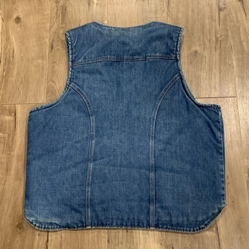 VTG Maverick Sherpa Lined Denim Vest XL 1970s Western Cowboy Workwear USA Made‎